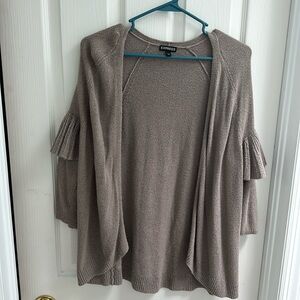 Express Brand Brown Sweater w Ruffled Sleeves Great Condition Size Small
